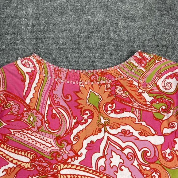 Soft Surroundings Top Womens Size XL Pink Paisley Beaded 3/4 Sleeve Tunic - Picture 7 of 10